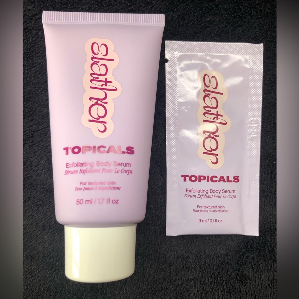 NEW Topicals Slather Exfoliating Body Serum Travel Size 1.7 oz + Foil Packet